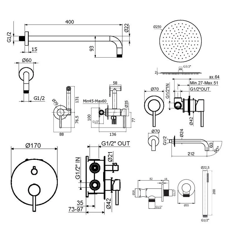 Смеситель для душа Plumberia Selection Ixo KITZXO18GR210 черный