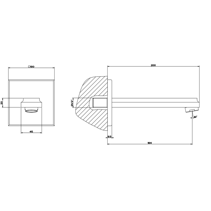 Излив для ванны Gessi Eleganza 46103#031, хром