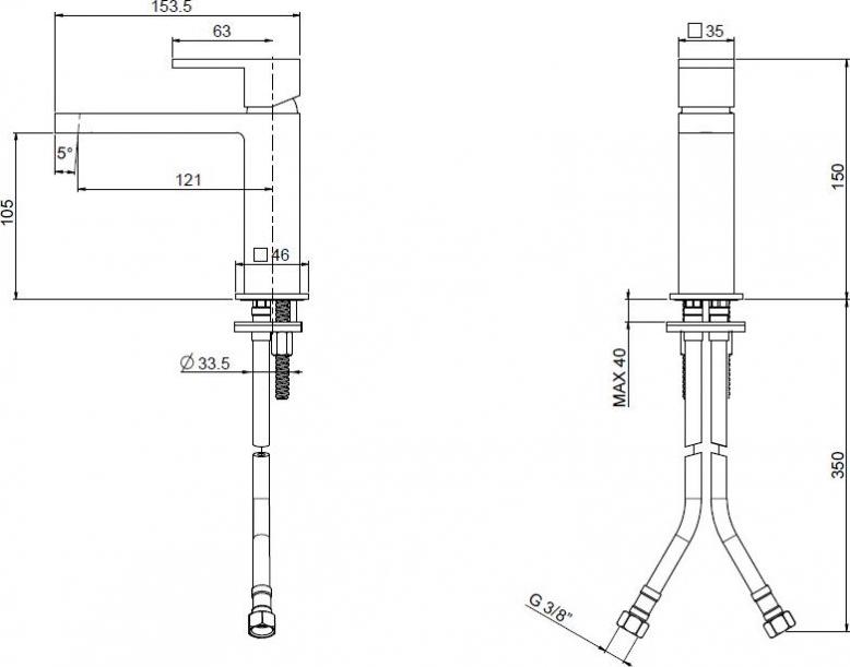 Смеситель для раковины Cezares UNIKA-LSM1-NOP-W0, чёрный