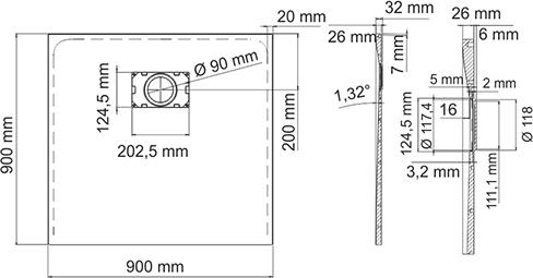 Поддон для душа Wasserkraft Main 41T03 90 см