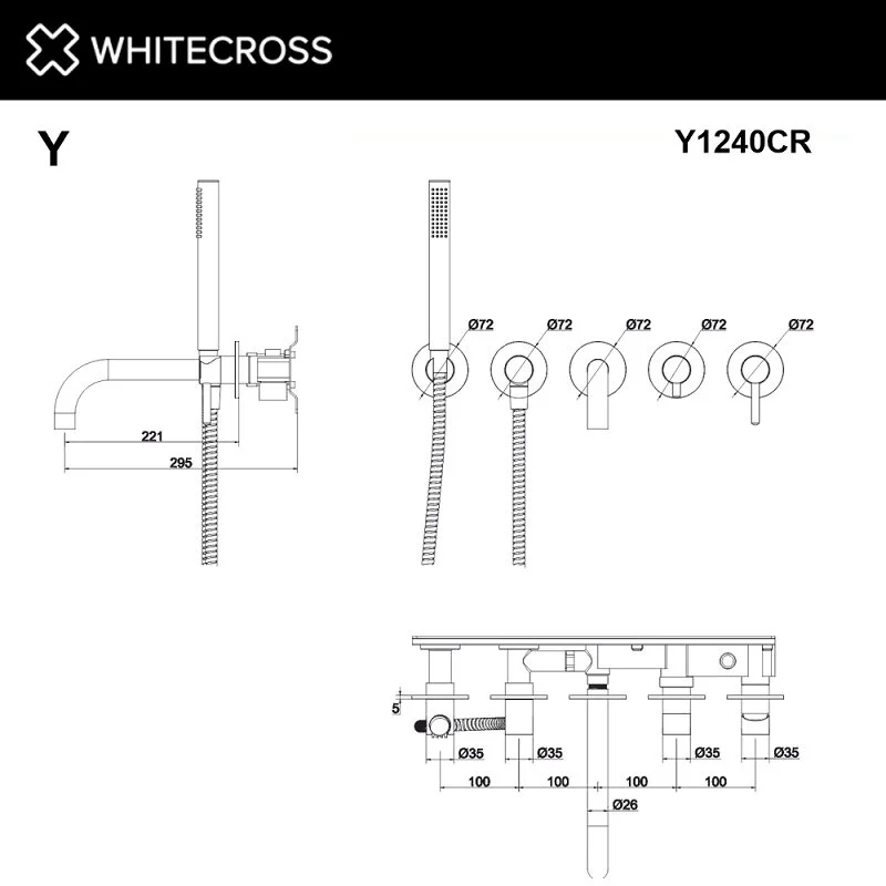 Смеситель для ванны с душем Whitecross Y black Y1240BL черный