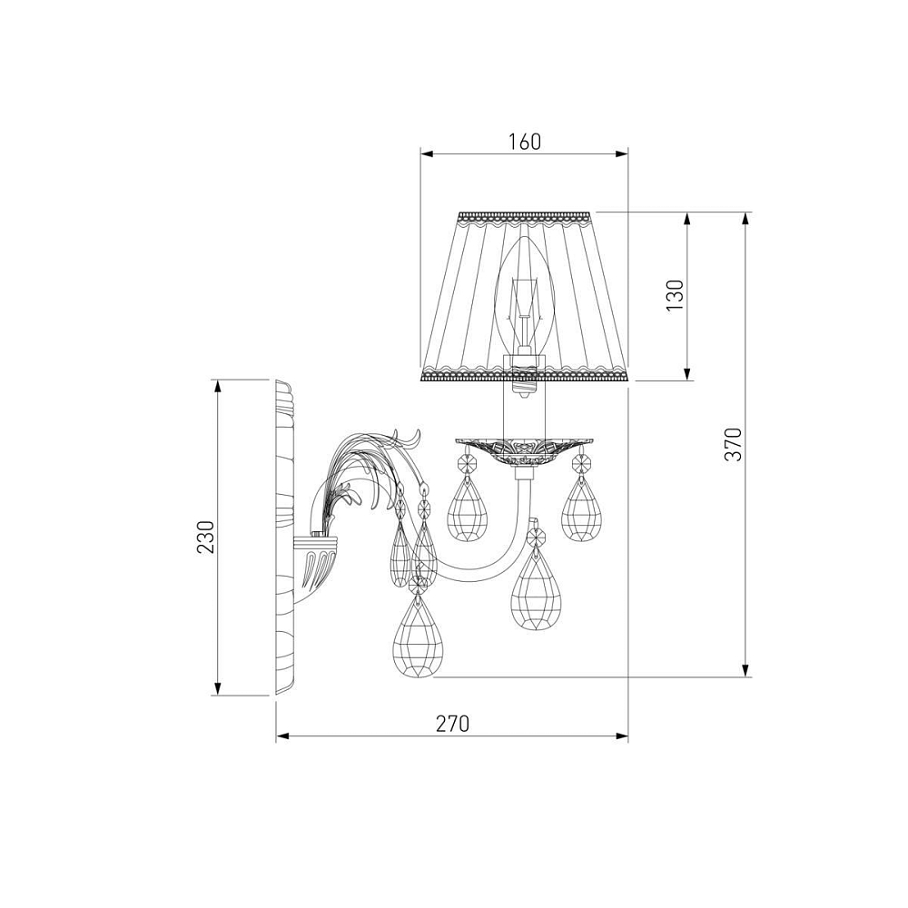 Бра Eurosvet 3637/1 белый с золотом/прозрачный хрусталь Strotskis