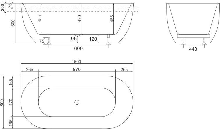 Акриловая ванна BelBagno 150х80 BB70-1500-800