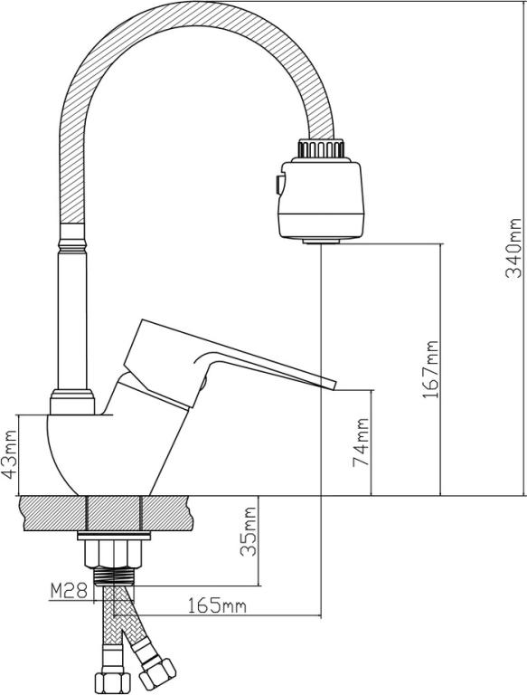 Смеситель для кухни BOOU B8282-10F-SE025, хром