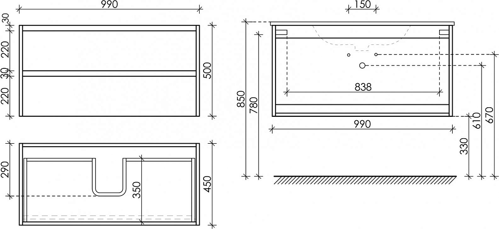 Тумба под раковину Sancos Libra 100 LB100W, белый глянец