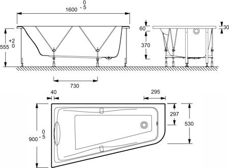 Акриловая ванна Jacob Delafon Odeon Up L 160х90 E6065RU-00