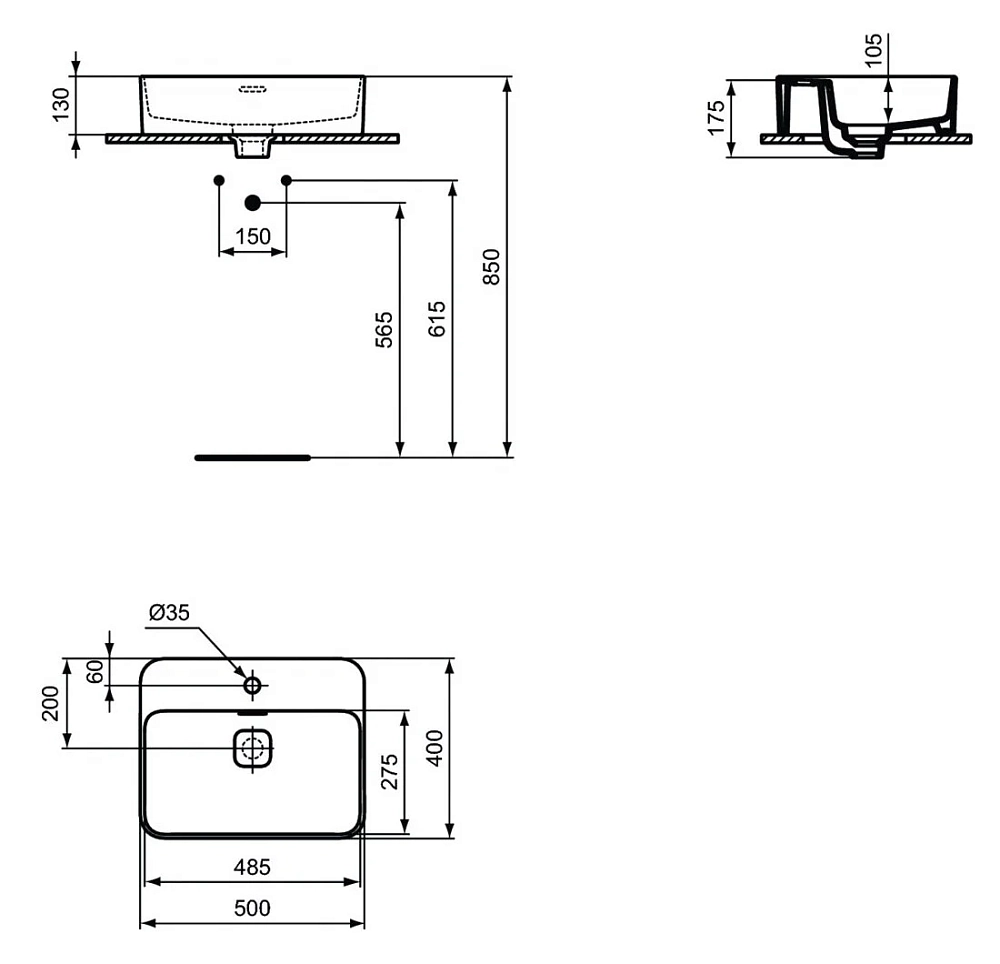 Раковина накладная Ideal Standard Strada II T296601 белый