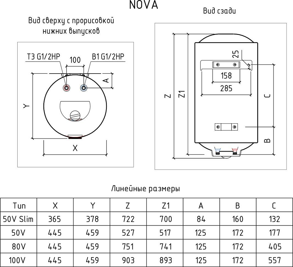 Водонагреватель электрический Thermex Nova 50 V Slim