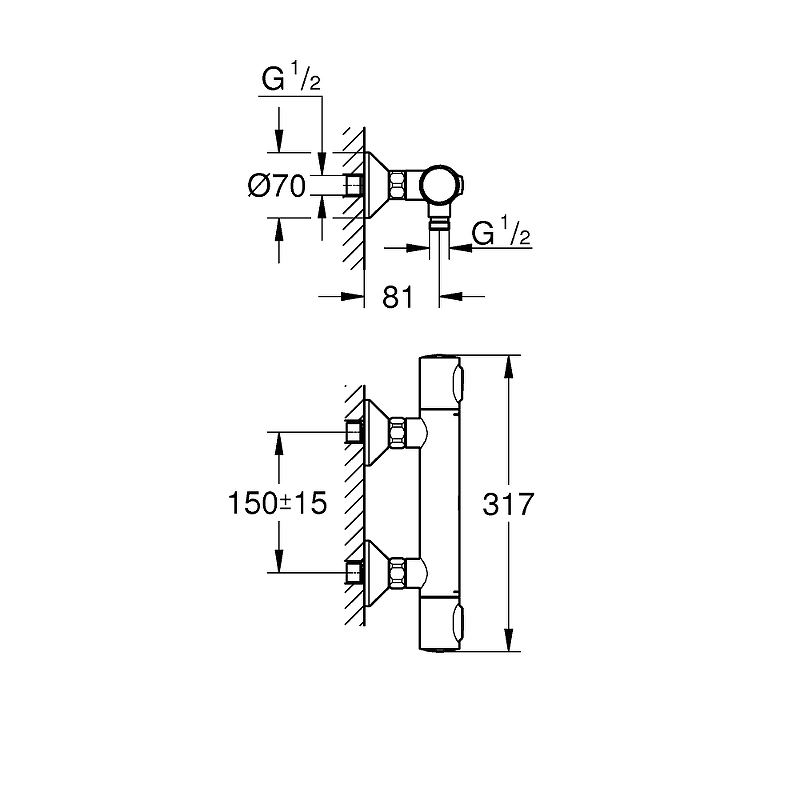 Смеситель для душа Grohe Grohtherm 500 34793000 термостат, хром