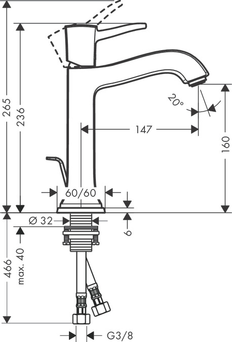 Смеситель для раковины Hansgrohe Metropol Classic 31302090, хром золото