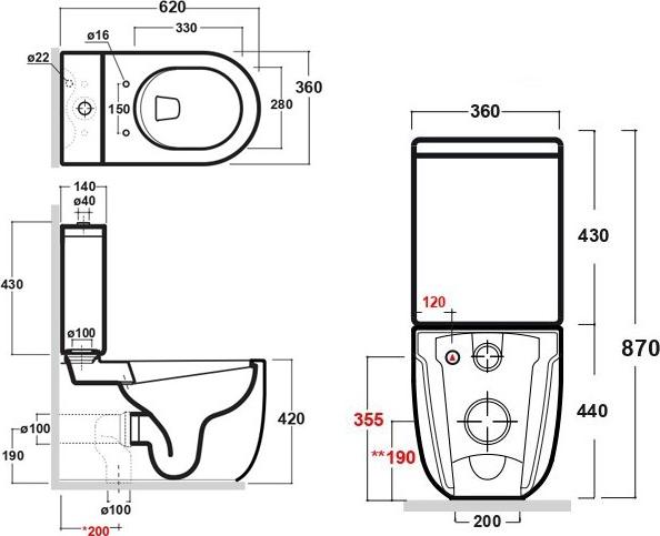 Унитаз-компакт Bien Vokha MDKD063N1VP0W5SZ0 безободковый