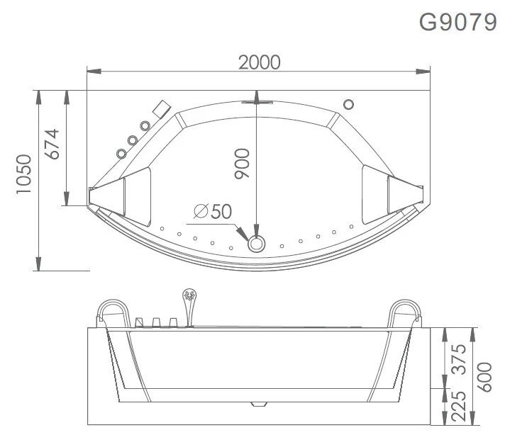 Акриловая ванна Gemy G9079 белый