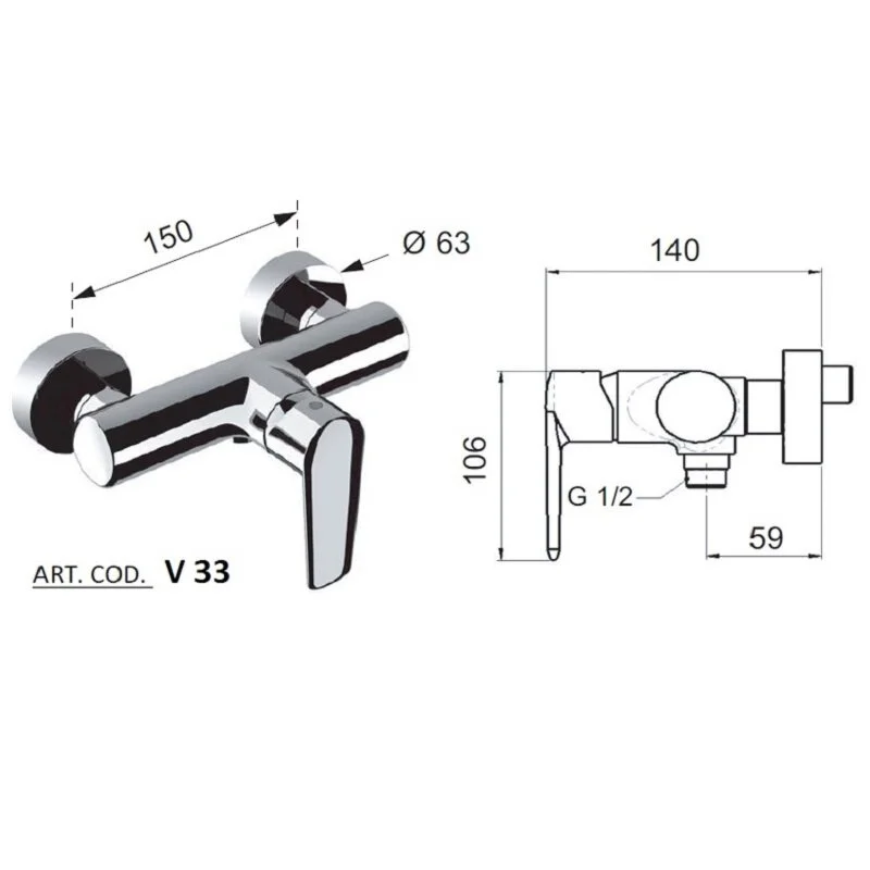 Смеситель для душа Remer Vanity V33 хром