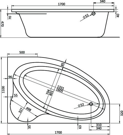 Акриловая ванна Santek Edera 170x110 1WH111994 R