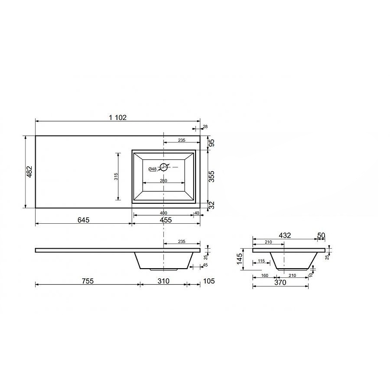 Раковина Style Line Estetus Даллас 110 СС-00002393, правая