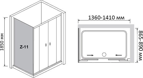 Душевой уголок RGW Classic CL-43 (1360-1410)x900 чистое стекло