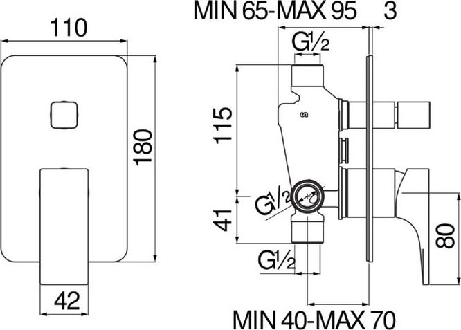 Смеситель для ванны Nobili Seven SE124100BM, черный матовый