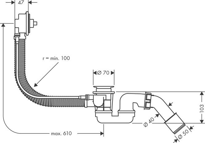 Слив-перелив Hansgrohe Flexaplus 58140180, хром