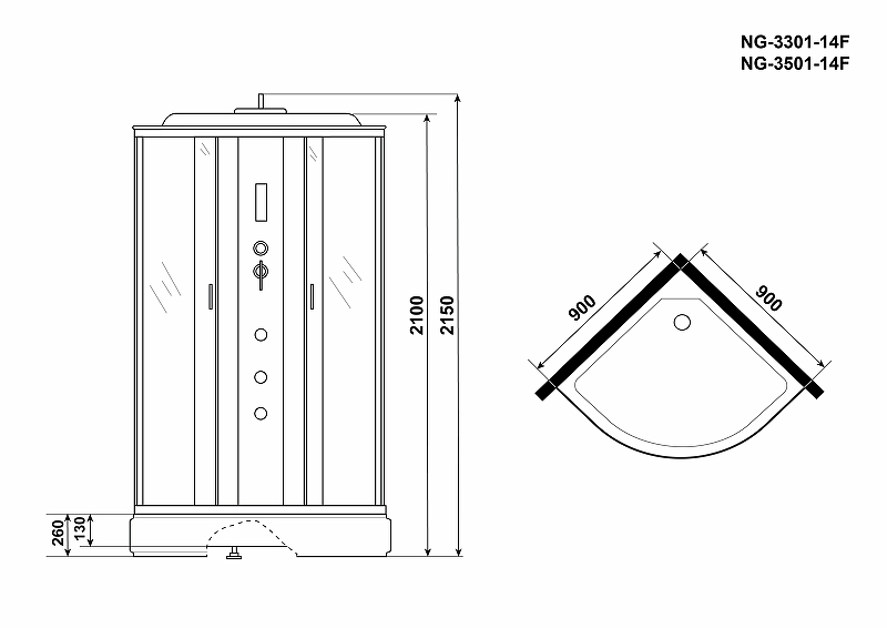 Душевая кабина Niagara Classic 90x90 NG-3301-14F с гидромассажем