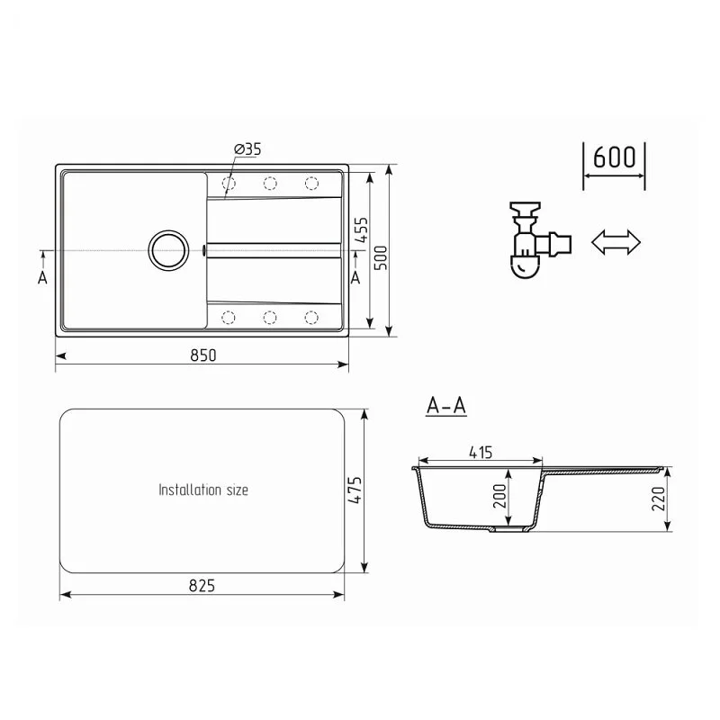 Кухонная мойка Ulgran Quartz Prima Prima 850-01 белый