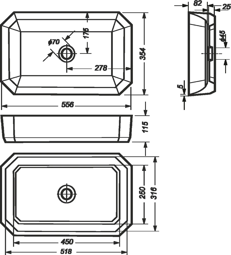 Раковина Sanita luxe Line 55 LINSLWB01 белый