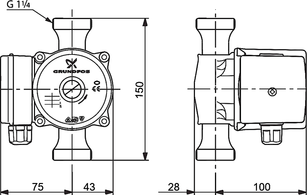 Циркуляционный насос Grundfos UP 20-15 N 150