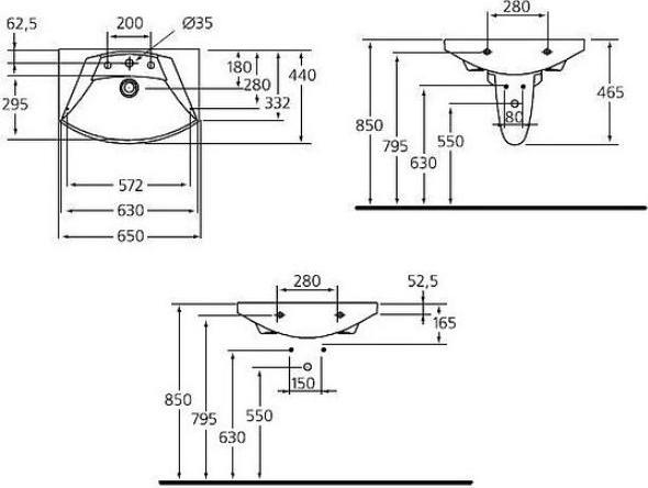 Раковина Ideal Standard Motion W890001 65 см