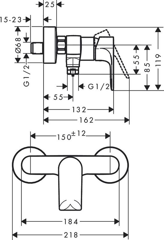 Смеситель для душа Hansgrohe Rebris E 72650000, хром