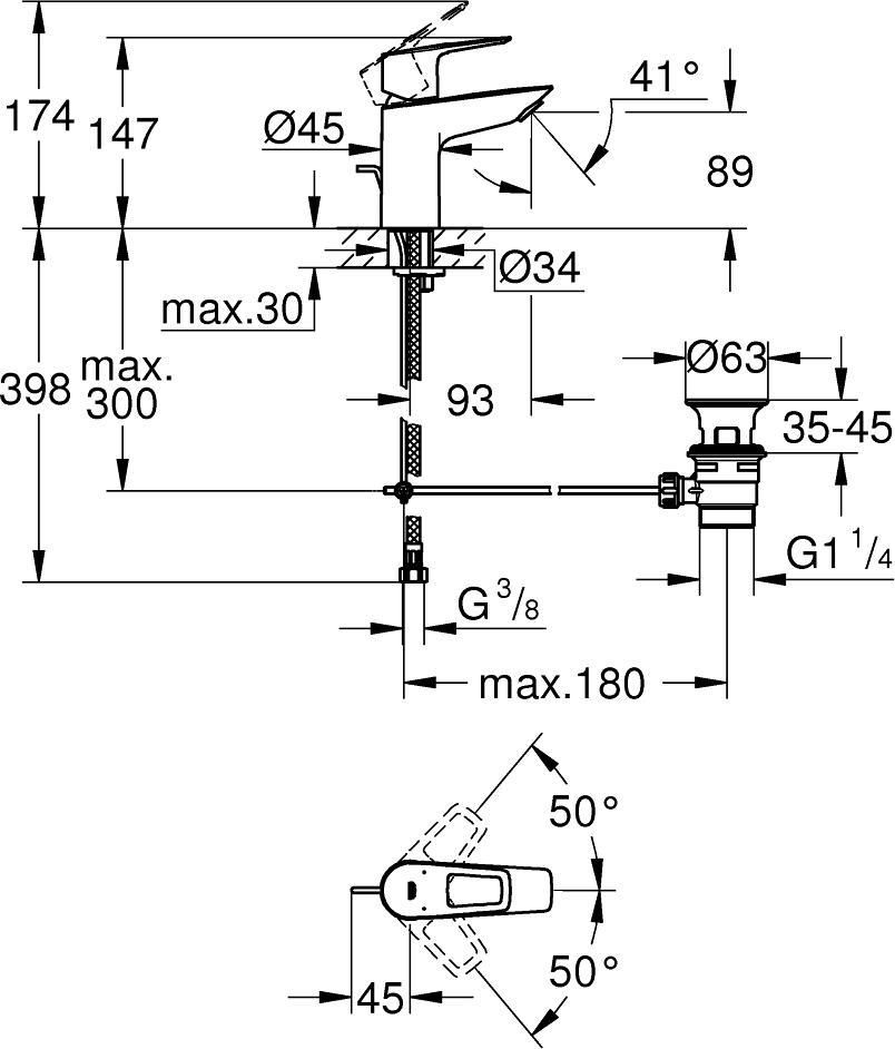 Смеситель для раковины Grohe BauLoop 23335001, хром