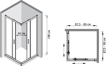 Душевой уголок Olive'S Granada C 90x90x190 стекло прозрачное