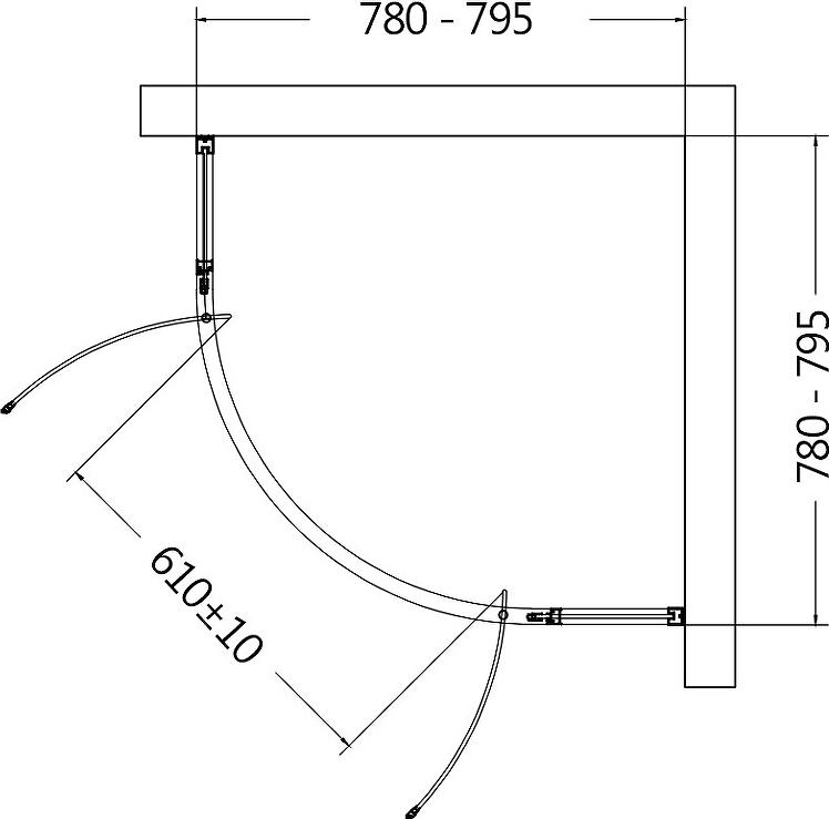 Душевой уголок AQUAme 80x80 AQM7101-2-8, профиль черный, стекло прозрачное