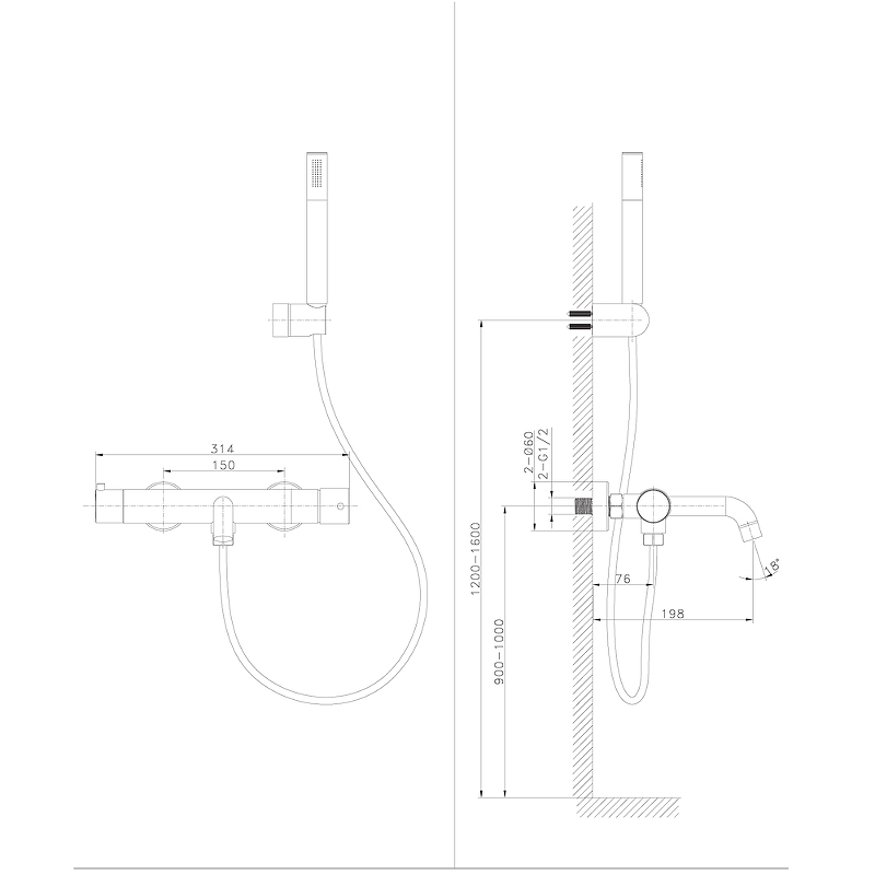 Смеситель для ванной Raiber Graceful RPG-003 золото