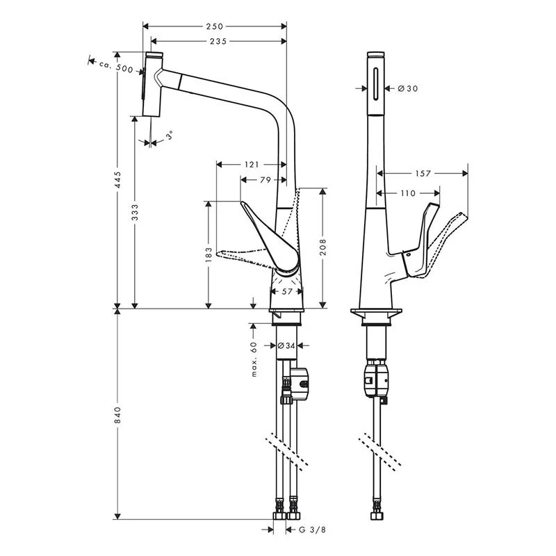 Смеситель для кухни Hansgrohe Metris Select 73820000 хром