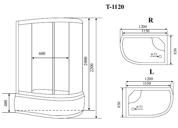 Кабина душевая Timo Standart T-5520L Г/М