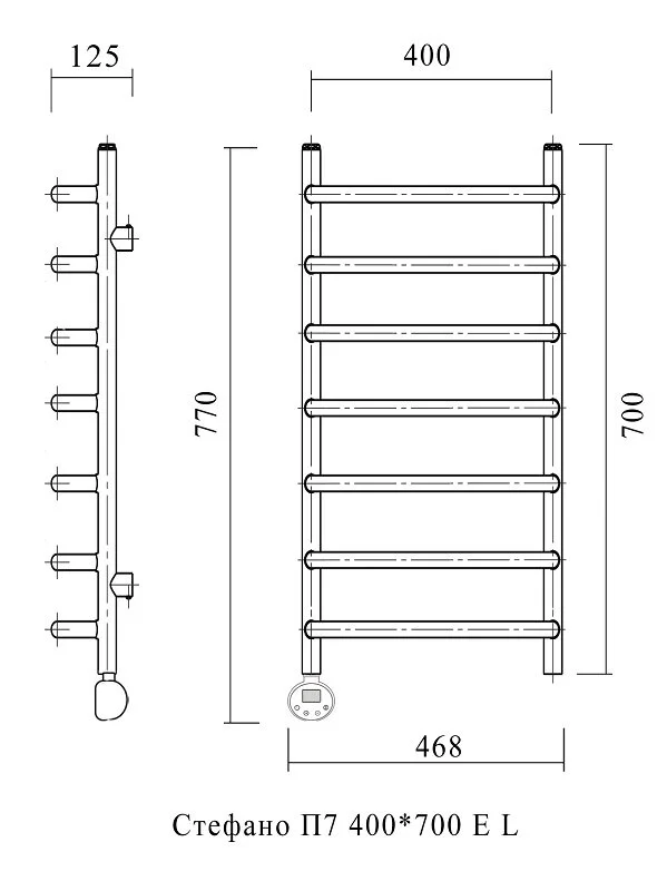 Полотенцесушитель электрический Domoterm Стефано Стефано П7 400*700 EL хром