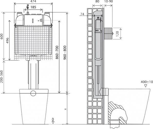 Бачок скрытого монтажа BelBagno CS для напольного унитаза, BB025-CS