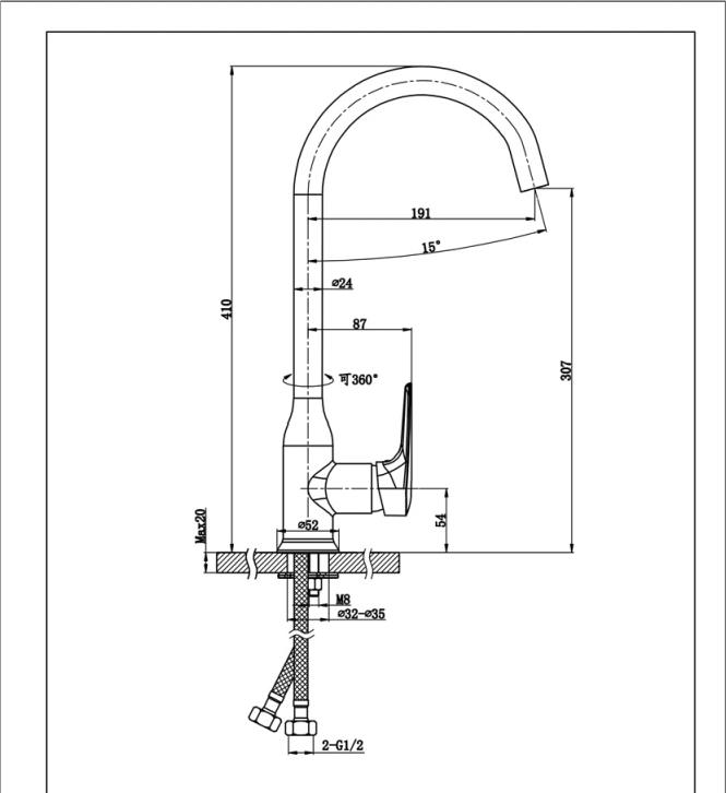 Смеситель для кухни Bravat Arden F7351385BC-RUS, черный