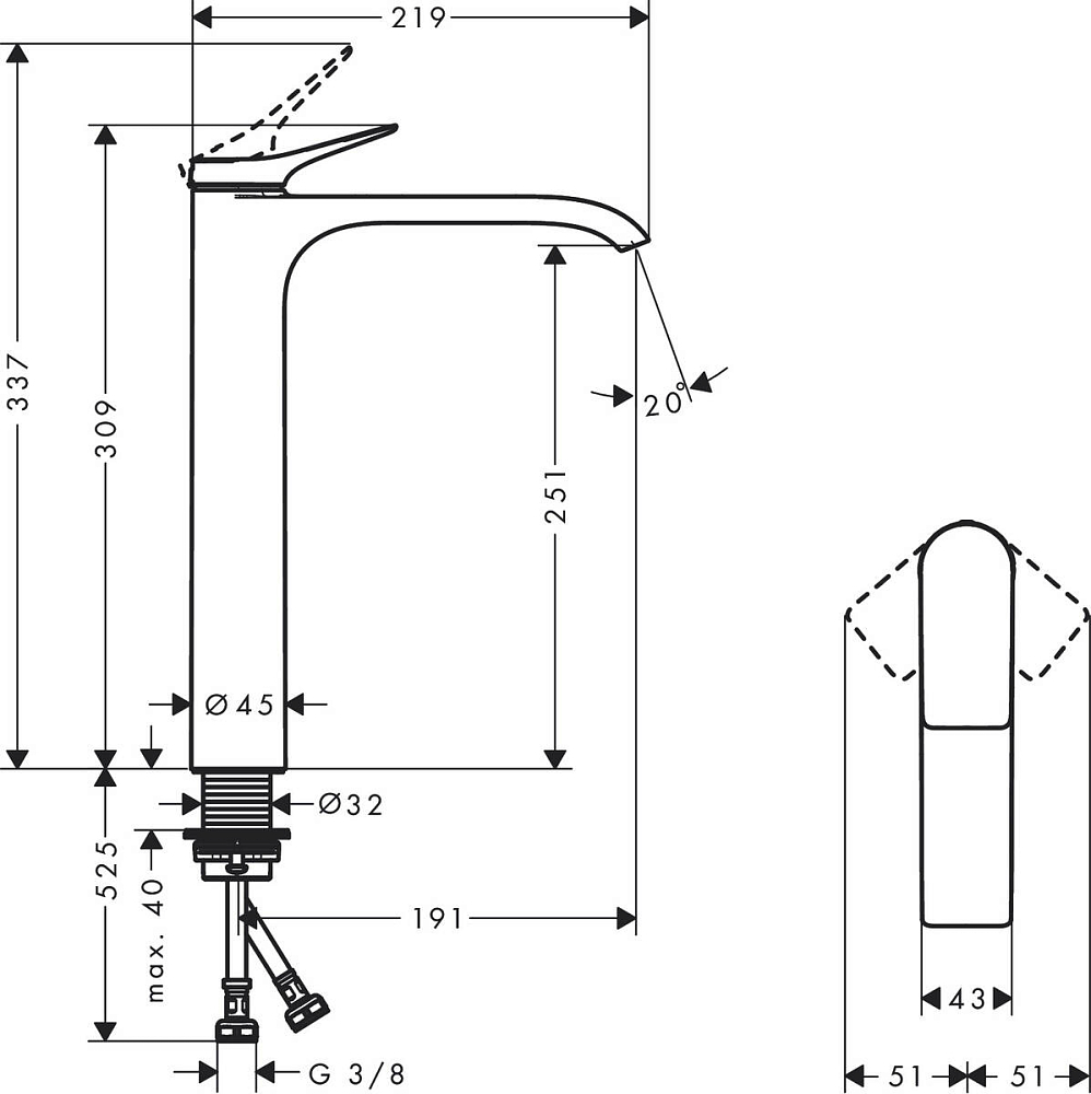 Смеситель для раковины Hansgrohe Vivenis 75042670, матовый чёрный