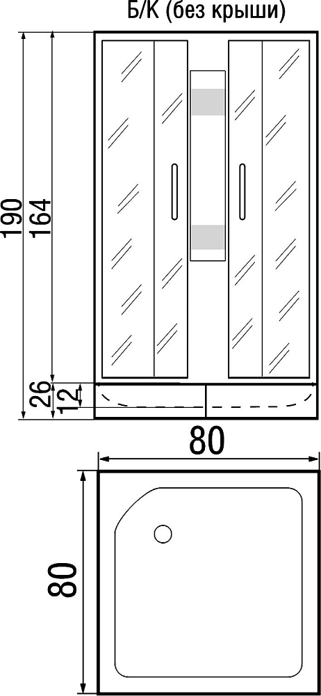 Душевая кабина River Neva 80/26 MT без крыши