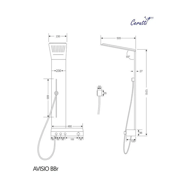 Душевая панель Ceruttispa Avisio SBr, цвет черный/бронза, CT9659