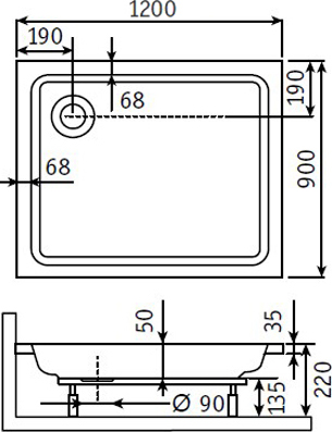 Поддон для душа RGW Style PR 90x120x22