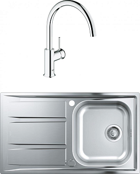 Комплект Кухонная мойка Grohe K400 31566SD0 + Смеситель Grohe BauClassic 31234000 для кухонной мойки
