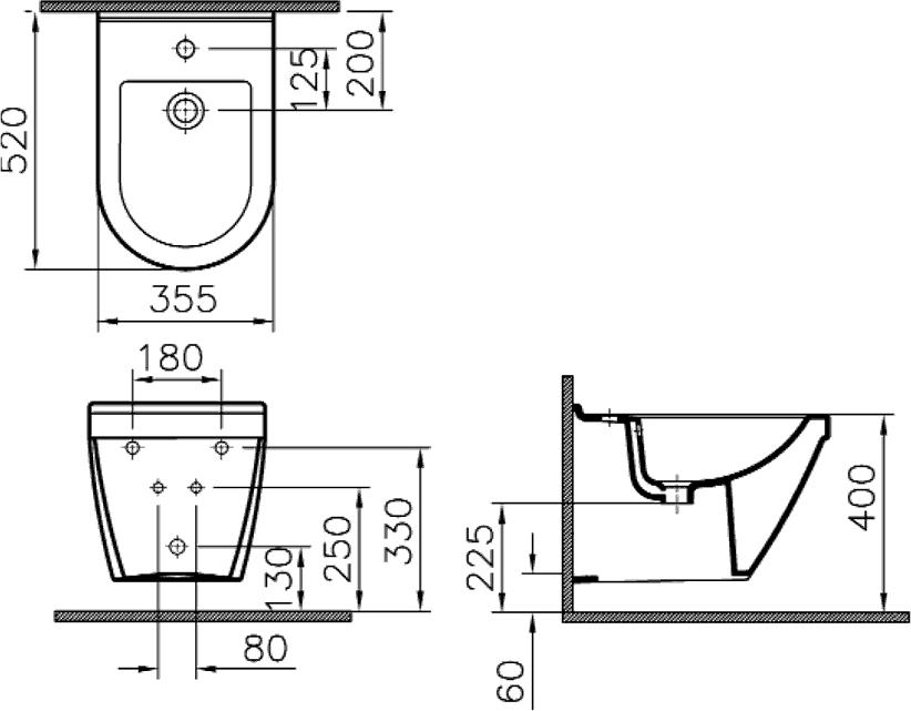 Комплект Биде подвесное VitrA S50 5324B003 + Система инсталляции для биде VitrA 780-5820 + Смеситель HansGrohe Focus E2 31920000 для биде + Сифон HansGrohe 55237000