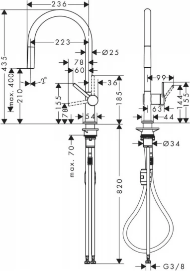 Смеситель для кухни Hansgrohe Talis M54 72802670, чёрный матовый