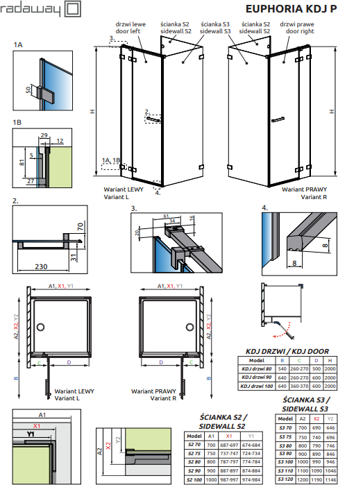 Боковая стенка 120 см Radaway Euphoria S3 120 383037-01 стекло прозрачное