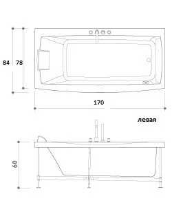 Акриловая ванна Jacuzzi Versa 9450-091A Sx/Dx белый