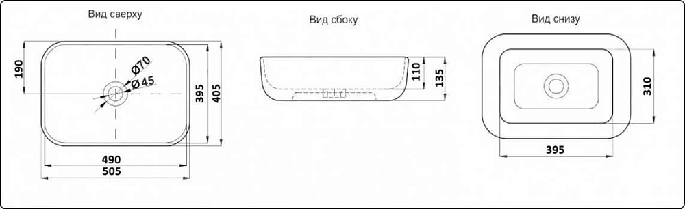 Раковина накладная CeramaLux Серия N N 78104 белый