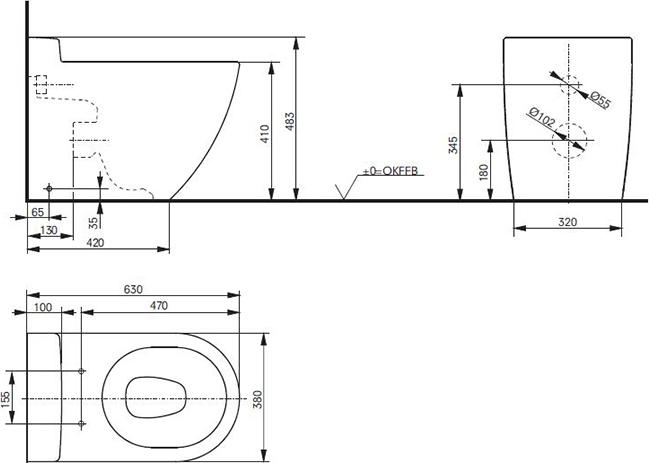 Приставной унитаз TOTO NC CW763PB