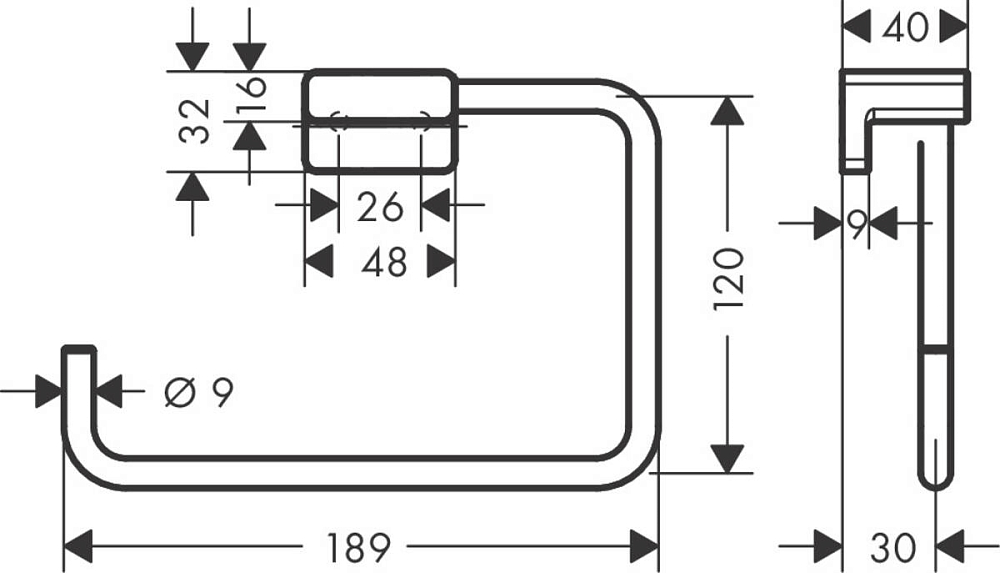 Полотенцедержатель Hansgrohe AddStoris 41754340, матовый чёрный хром