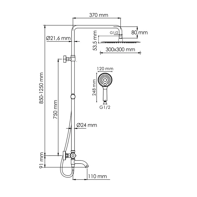 Душевая система WasserKRAFT серия A A188.261.207.PG Thermo золото